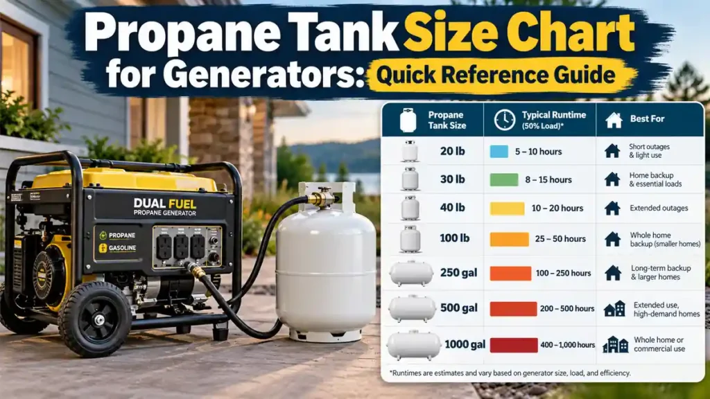 Propane Tank Size Chart for Generators